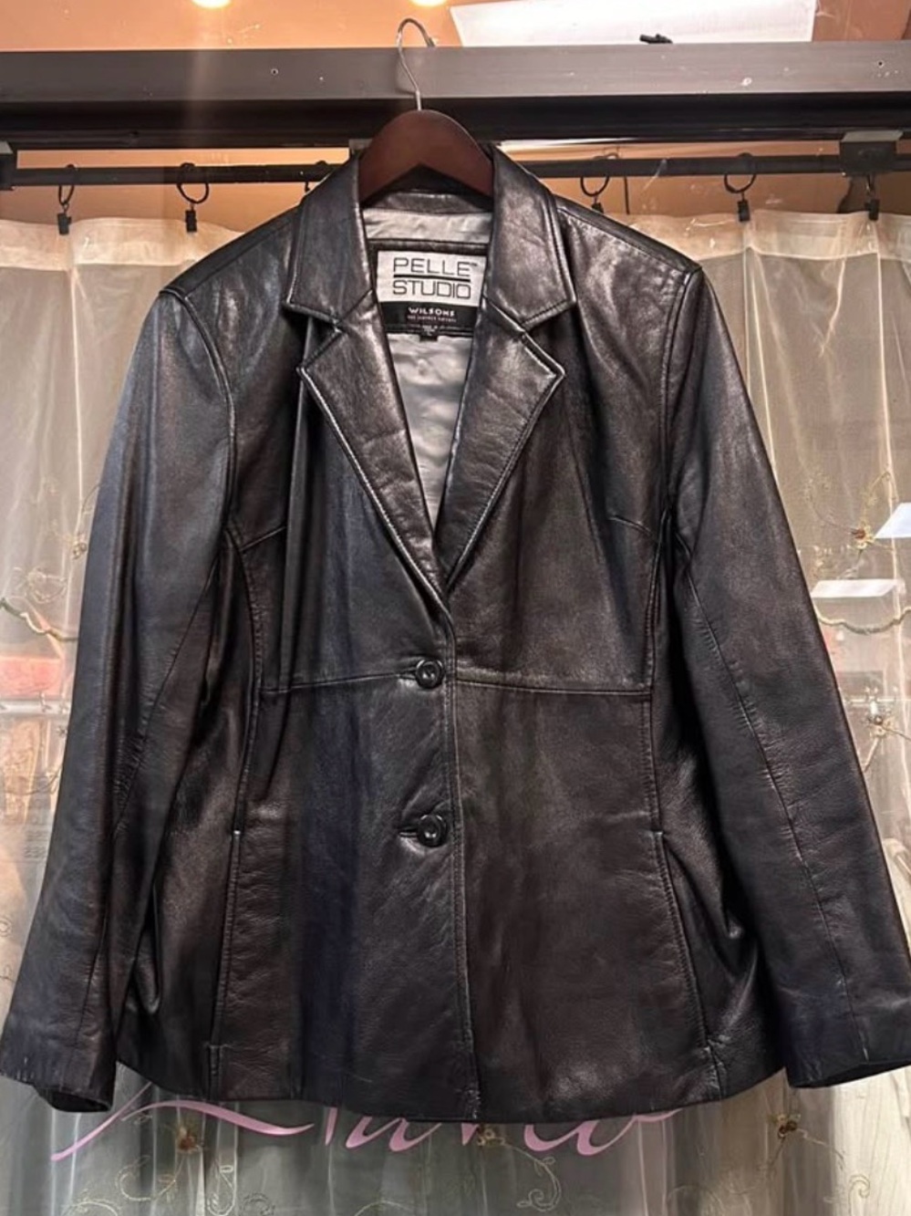 wilson’s leather pelle studio large black leather jacket women’s